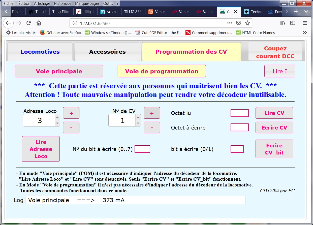 Ecran de commande accessoires, IHM DCCpp (GUI 960x575)